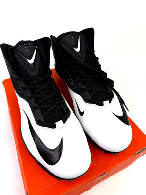 Nike Size 18 Zoom Code Elite 3/4 TD Football Cleats White/Black 603368-100 NEW!