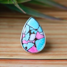 Mohave Copper Turquoise Ring - Boho Chic Teardrop Statement - Handmade