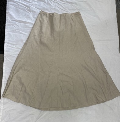 Christopher And Banks Linen Blend Long Aline Beige Skirt Size 12 (v)