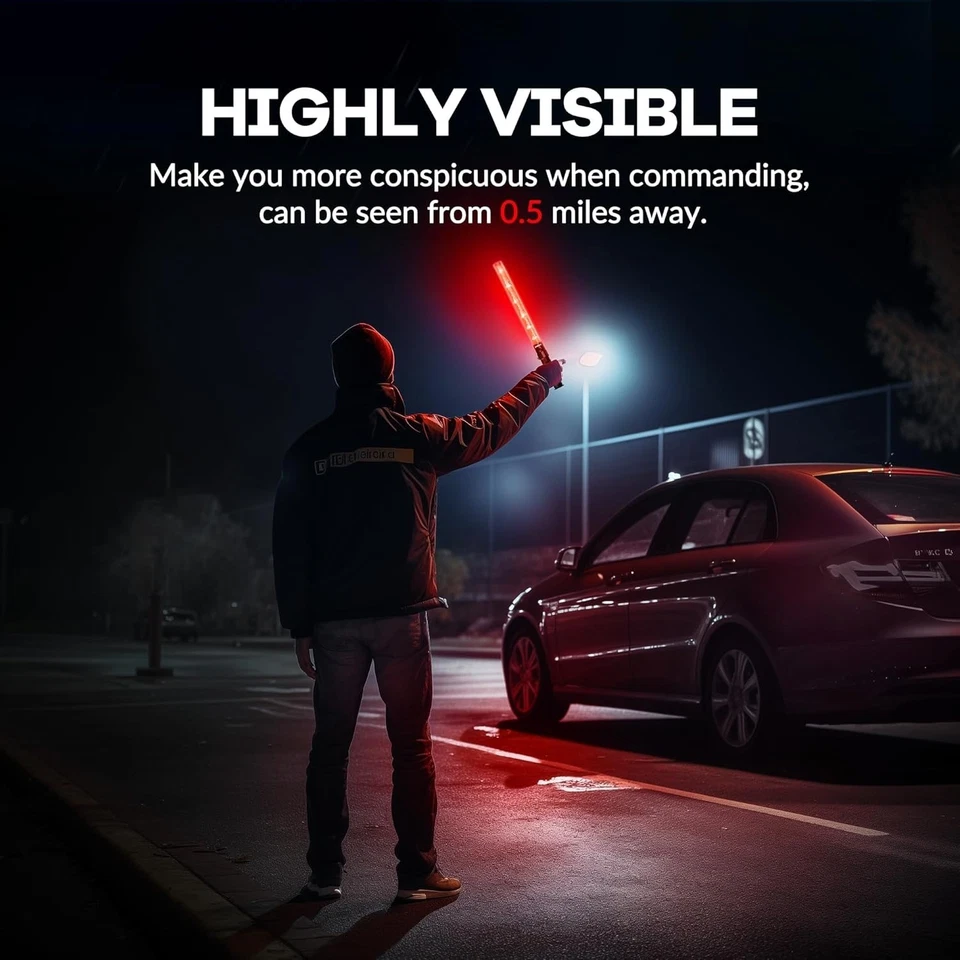 20 Pack LED Traffic Wand, 21" Red Baton with 3 Modes - Image 4 of 4