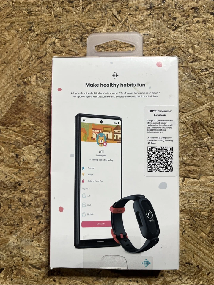 Fitbit Fitness Tracker Ace 3 para niños - negro/rojo deportivo MR Foto 3 de 4