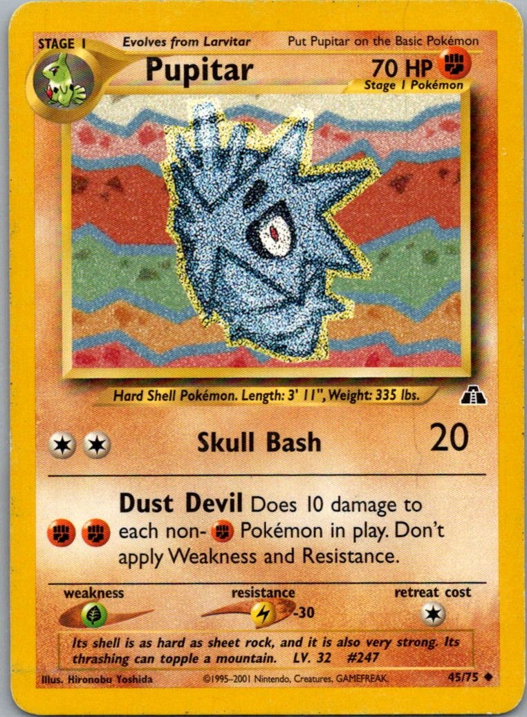 Pupitar 45/75 Uncommon Neo Discovery Pokemon Heavily Played