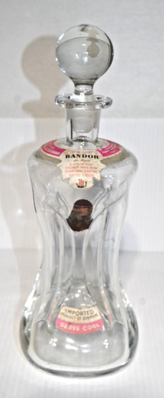B6 EUC 12" Danish Modern illlusion art glass clear BANDOR Wine Bottle Decanter