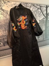 Vintage 100 Silk M Black Embroidered Dragon Kimono