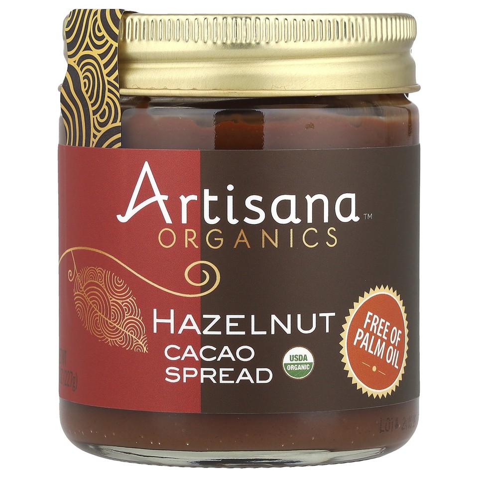 Artisana Organics Hazelnut Cacao Spread 8 oz 227 g Gluten-Free, Kosher, Organic,