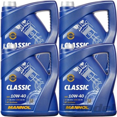 4x5L=20L MANNOL CLASSIC 10W40 MOTORÖL passend für VW 500.00 505.00 MB 229.3