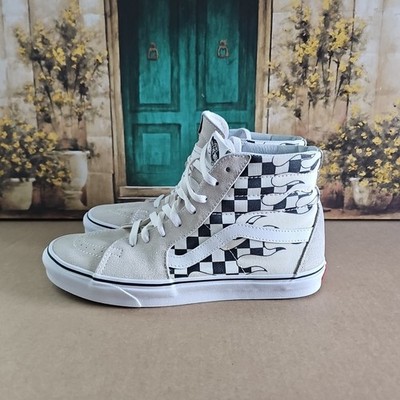 Vans Sk8 High Top Checkered Flame Skateboarding Shoes Mens Size 10