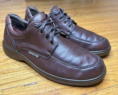 Mephisto Douk Men Size 8.5 Brown Leather Moc Toe Derby Oxfords Hydro Protect