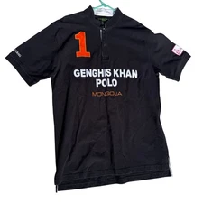 Shanghai Tang Polo Shirt Mens Extra Large Black Mongolia Genghis Khan Polo Club