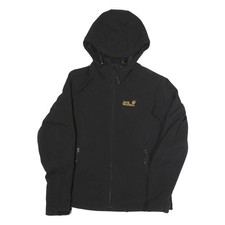 JACK WOLFSKIN Womens Black Outdoor Jacket UK 10 Polyester Blend Zip Hooded