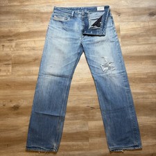 Diesel Kurren Jeans Men 32x32 Blue Relaxed Straight Baggy Thrashed Denim 008IL