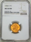 1946 S Lincoln Cent NGC MS66RD Rich Red Just Graded New Holder #Y335M