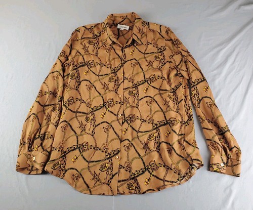 L Agence Silk Nina Chain Blouse Damen Small Ginger Roma Print Button Up Shirt