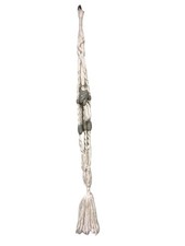 Macrame Plant Hanger w/ Ceramic 2-Sided Owl  Pinecones 4ft w/ Tassel
