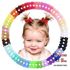 60pcs Baby Hair Clips, 2" Small Baby Girls Fully Lined Hair Bows Type A-60pcs