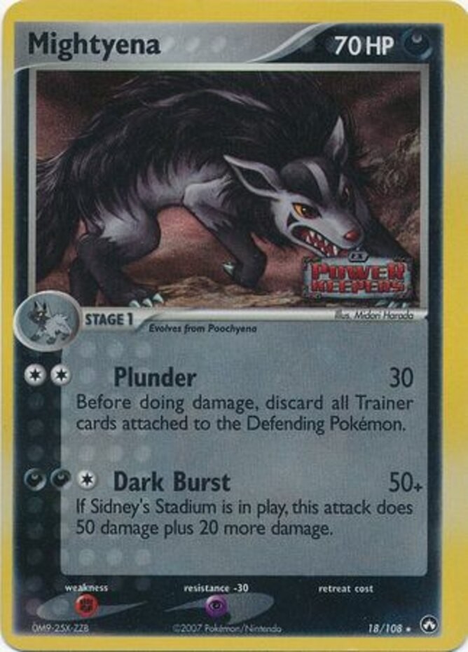 Damaged Mightyena - 18/108 - Rare - Reverse Holo Pokemon Power Keepers