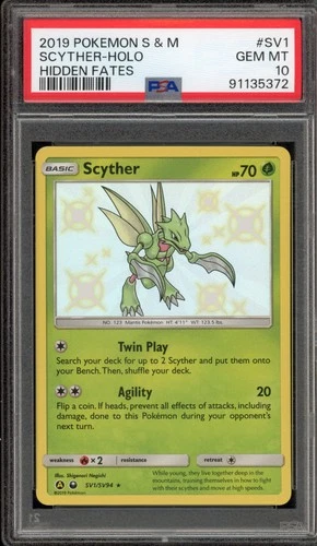 Pokemon Scyther Hidden Fates Holo Rare #SV1 PSA 10 Gem Mint