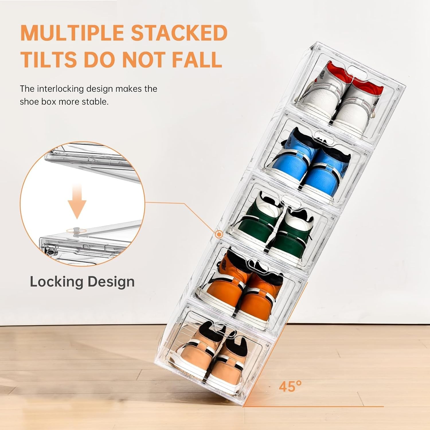 12 Pack Large Shoe Storage Box, Clear Shoe Storage Organizer with Magnetic Door alternate view 4