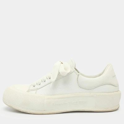 Baskets à lacets en cuir blanc Alexander McQueen Deck Plimsoll taille 39 - Photo 1/4