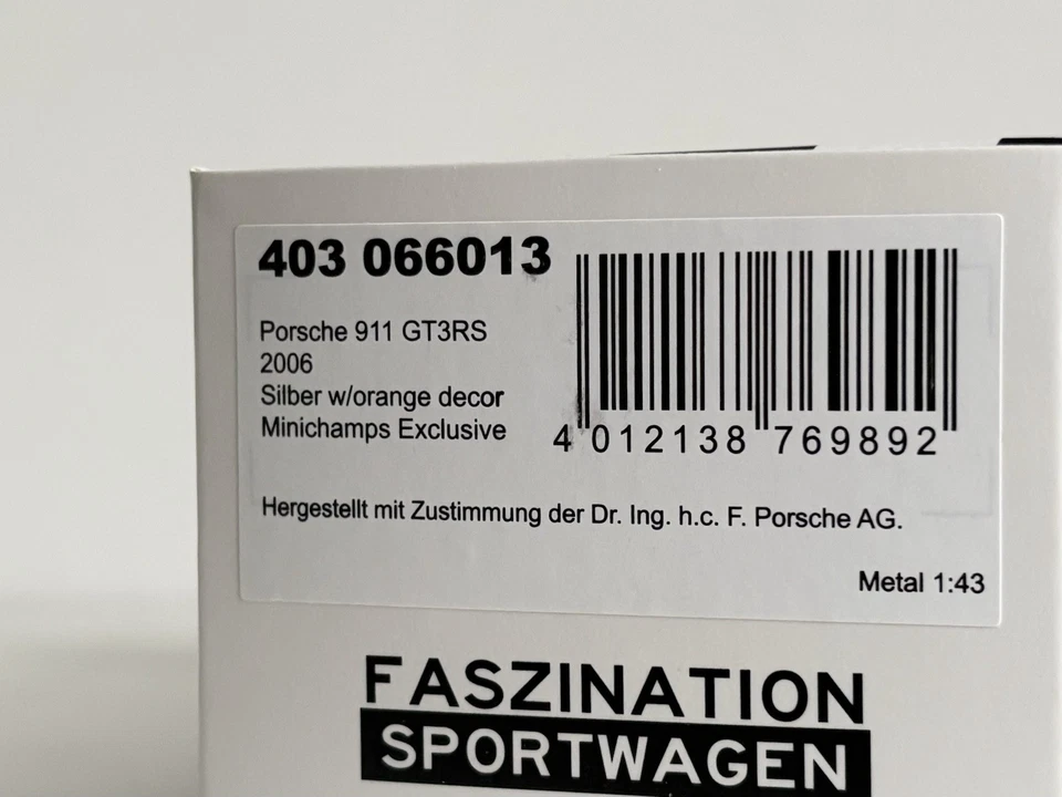 Brand New 1:43 Minichamps 2006 Porsche 911 GT3 RS Silver Limited Edition!! - Image 3 of 4