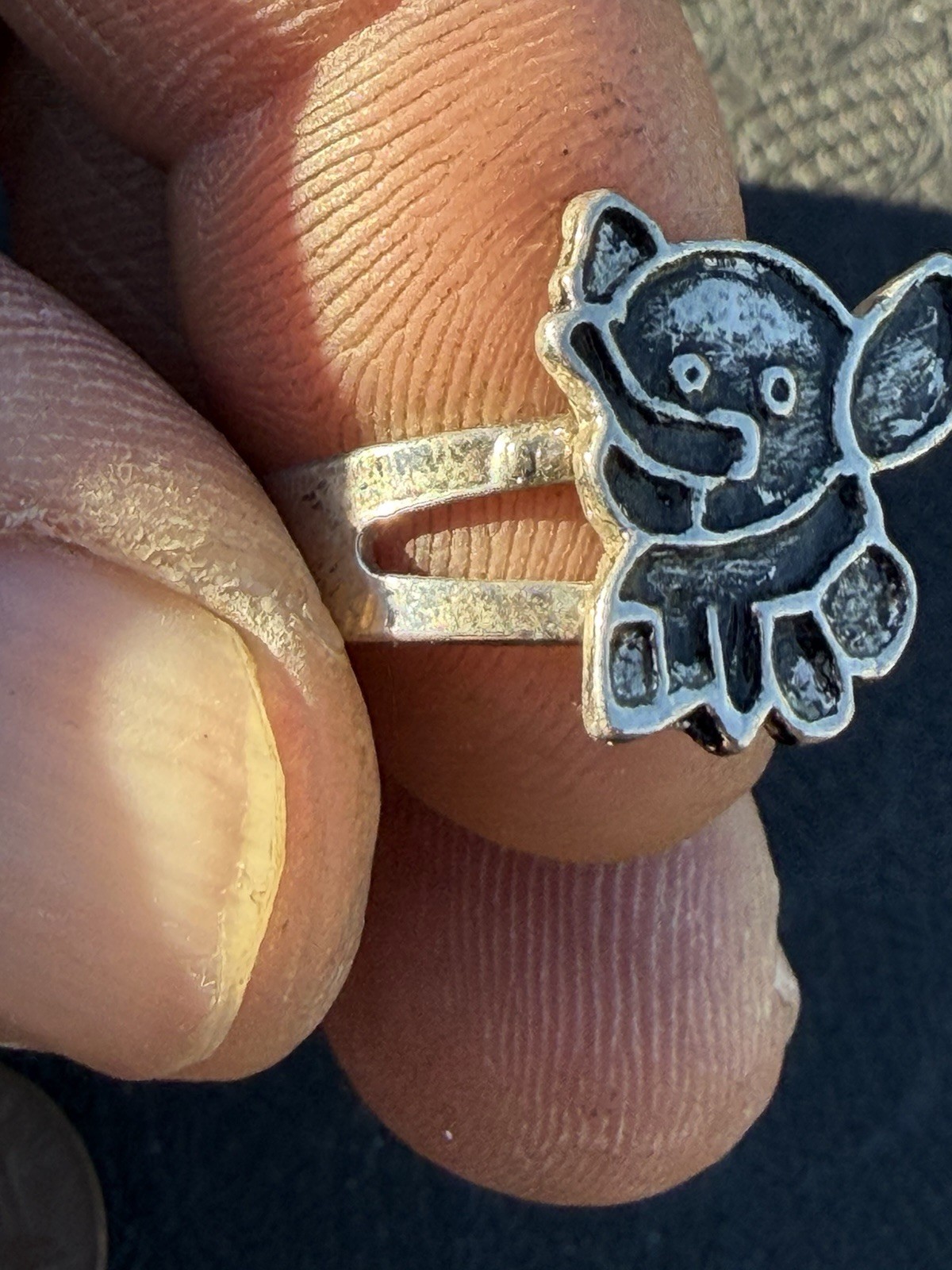 Silver Tone Adjustable Ring With Abstract Elephan… - image 3