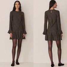 Narcisse Dress Camille Dot black & white polka dot silk blend long sleeve mini