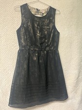 Forever 21 Womens Dress Metallic Black And Gold Fit Flare Medium