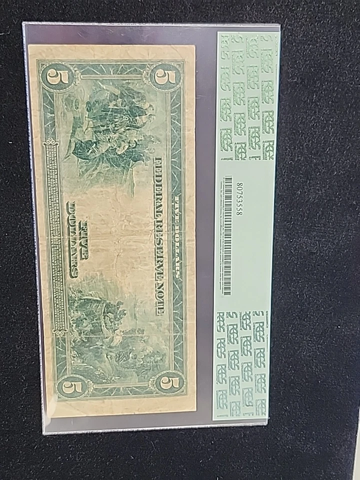 1914 $5 Federal Reserve Note Philadelphia Fr. 855a White/Mellon PCGS 10 VG - Image 4 of 4
