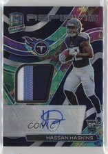 2022 Spectra Aspiring Celestial Prizm 49/75 Hassan Haskins Patch Auto 10j9