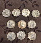 Lot Of 10 Kennedy Half Dollars, 40 % Coins Mixed Years 1967 1968 1969