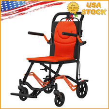 Lightweight Aluminum Alloy Transport Chair Foldable WheelChair 220 Lbs Capacity