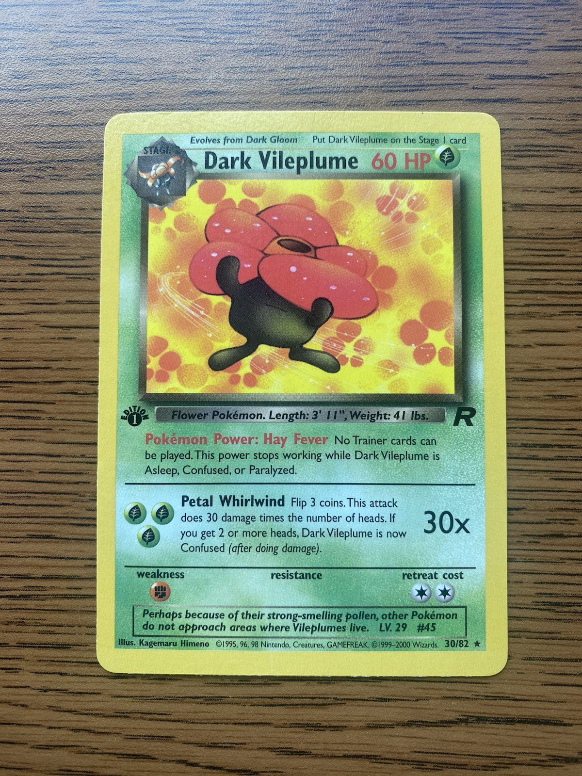Dark Vileplume 30/82 1st Edition Team Rocket WOTC NM Condition 🌺