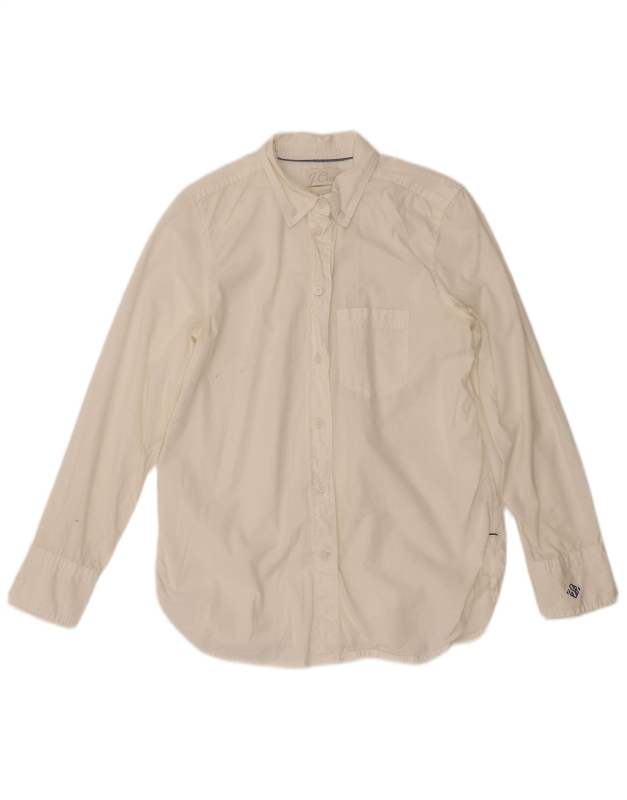 J. CREW Womens Classic Longline Loose Fit Shirt US 2 XS Off White Cotton BJ25