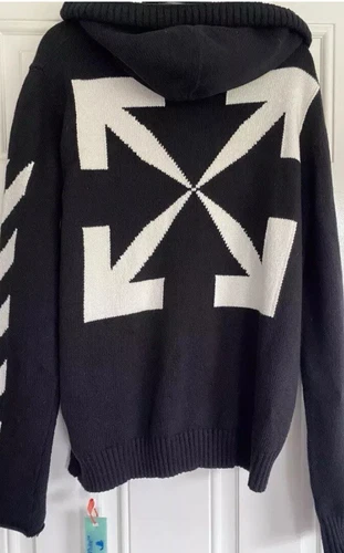 Cardigan con cappuccio in maglia con logo Off White