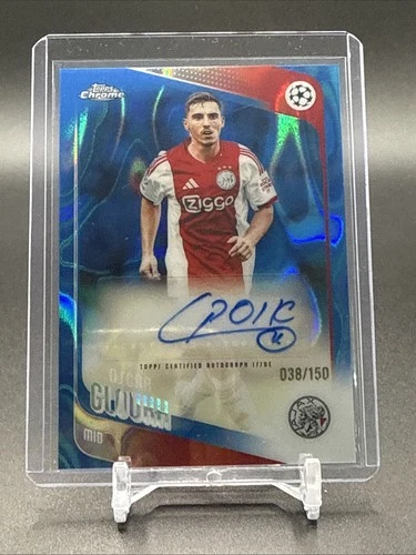 2025-26 Topps Chrome UEFA CC Oscar Gloukh Auto Blue Lava Refractor #/150 Ajax