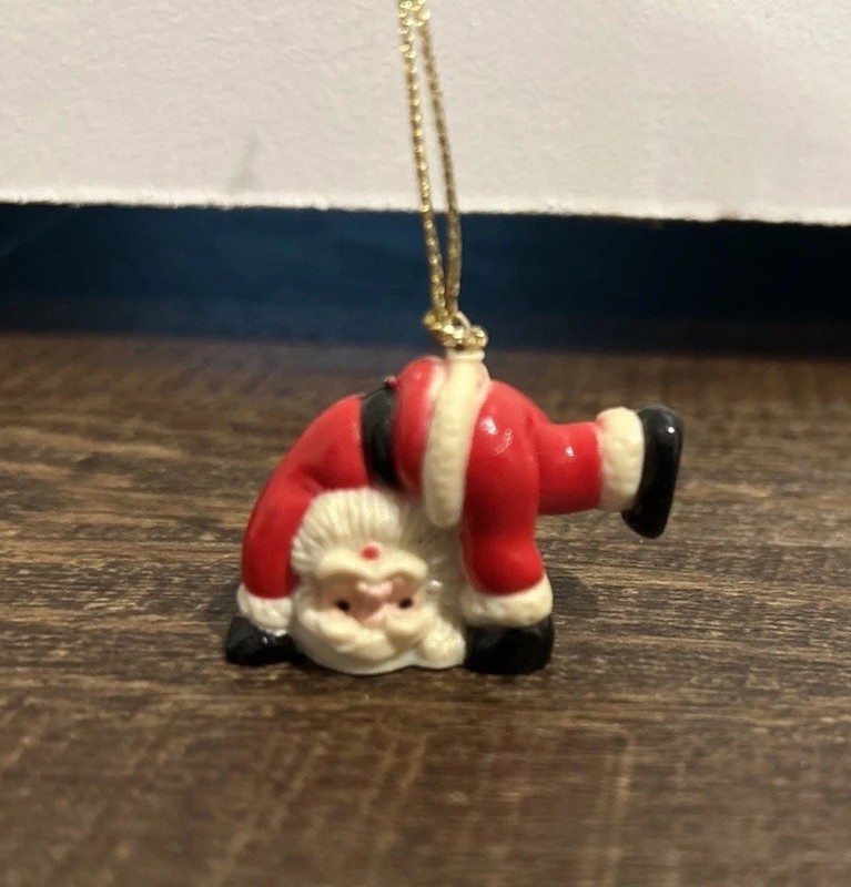 Vintage Hanging Tumbling/Rappelling Santa Christmas Tree Ornament Figurine 1”