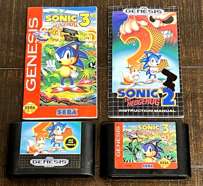 Sonic the Hedgehog 2 & 3 Authentic Sega Genesis Game & Manuals Only #E11