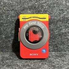 Vtg Sony WM-F3030 My First Sony Walkman Red FM AM Radio Works Needs Belts