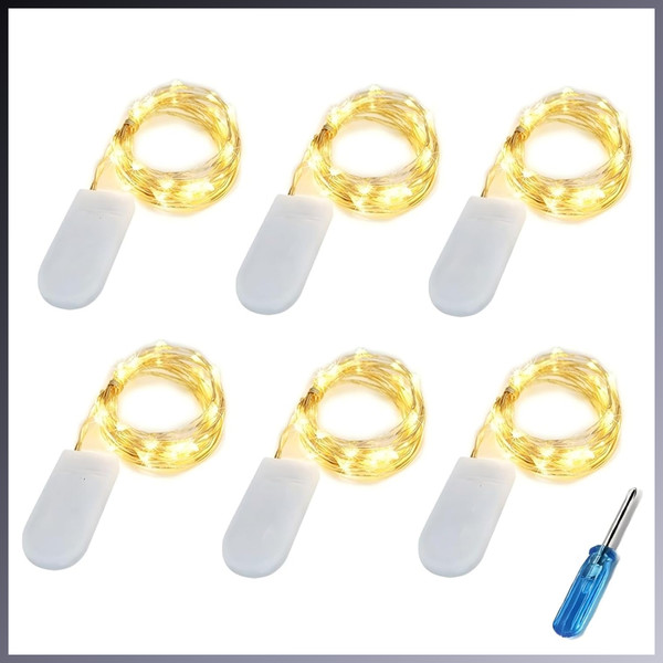 LED Lichterkette 2M Warmweiß 6X20 Micro Batteriebetrieben Silberdraht Dekoration-image