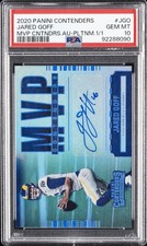 2020 CONTENDERS MVP CONTENDERS AUTO PLATINUM 1/1 JARED GOFF 1/1 PSA 10 AUTO