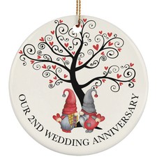 Funny Gnome Couple 2 Years Ornament Our 2nd Wedding Anniversary Christmas Gift