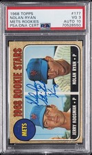 1968 TOPPS JERRY KOOSMAN/NOLAN RYAN #177 METS ROOKIES ROOKIE RC PSA 3 AUTO 10
