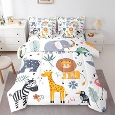 Zoo Animal Full Size - 7 Pieces Bed in a Bag Set Cartoon Safari Print Comfort...