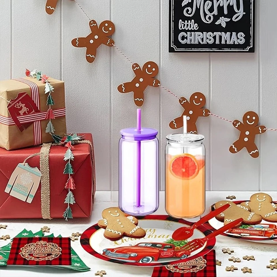 16oz Capacity Mason Jar Cups Break-Resistant Snow Globe Tumbler  Holiday Gifts - Image 4 of 4