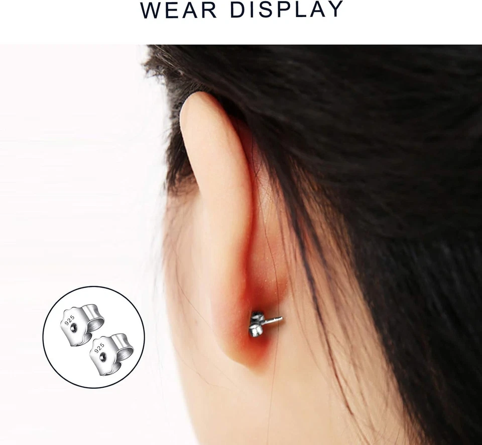 30 piezas/15 pares de pendientes de plata de ley 925 de repuesto con bloqueo seguro de oreja Foto 4 de 4