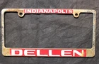 VINTAGE DELLEN OLDSMOBILE INDIANAPOLIS, INDIANA METAL DEALER LICENSE PLATE FRAME