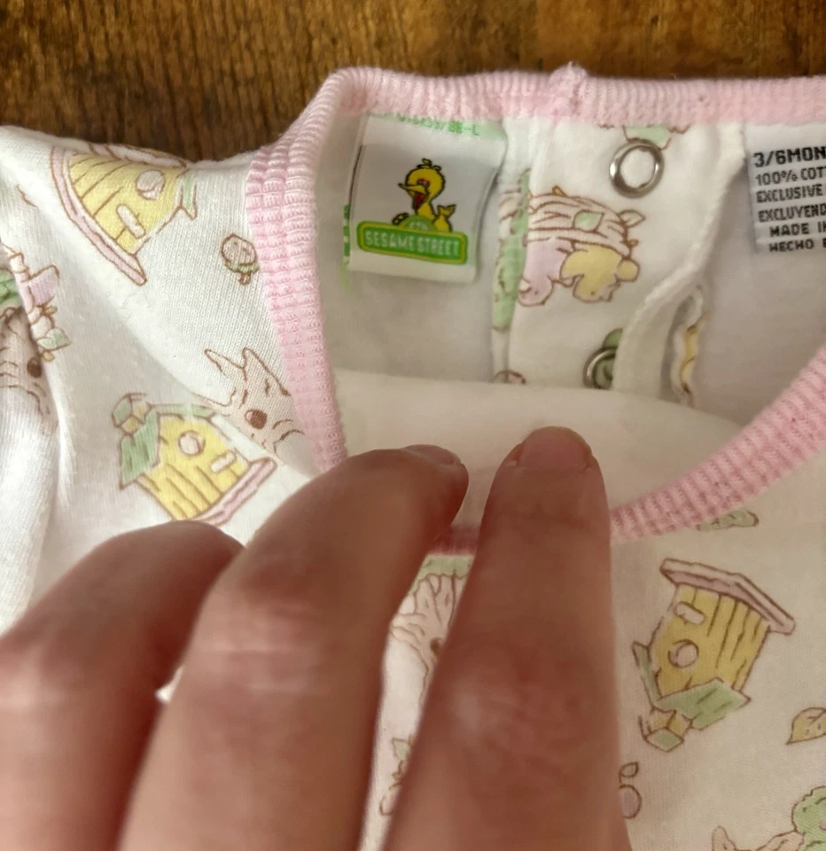 Body Vintage Calle Sésamo Casas Pájaros Árboles Blanco Manga Larga Talla 3-6M Foto 4 de 4