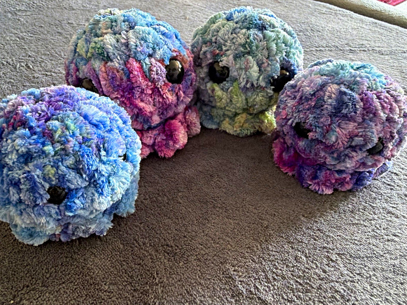 Handmade Crochet Plush Stuffed Octopus Set of 4, Blue Purple Pink