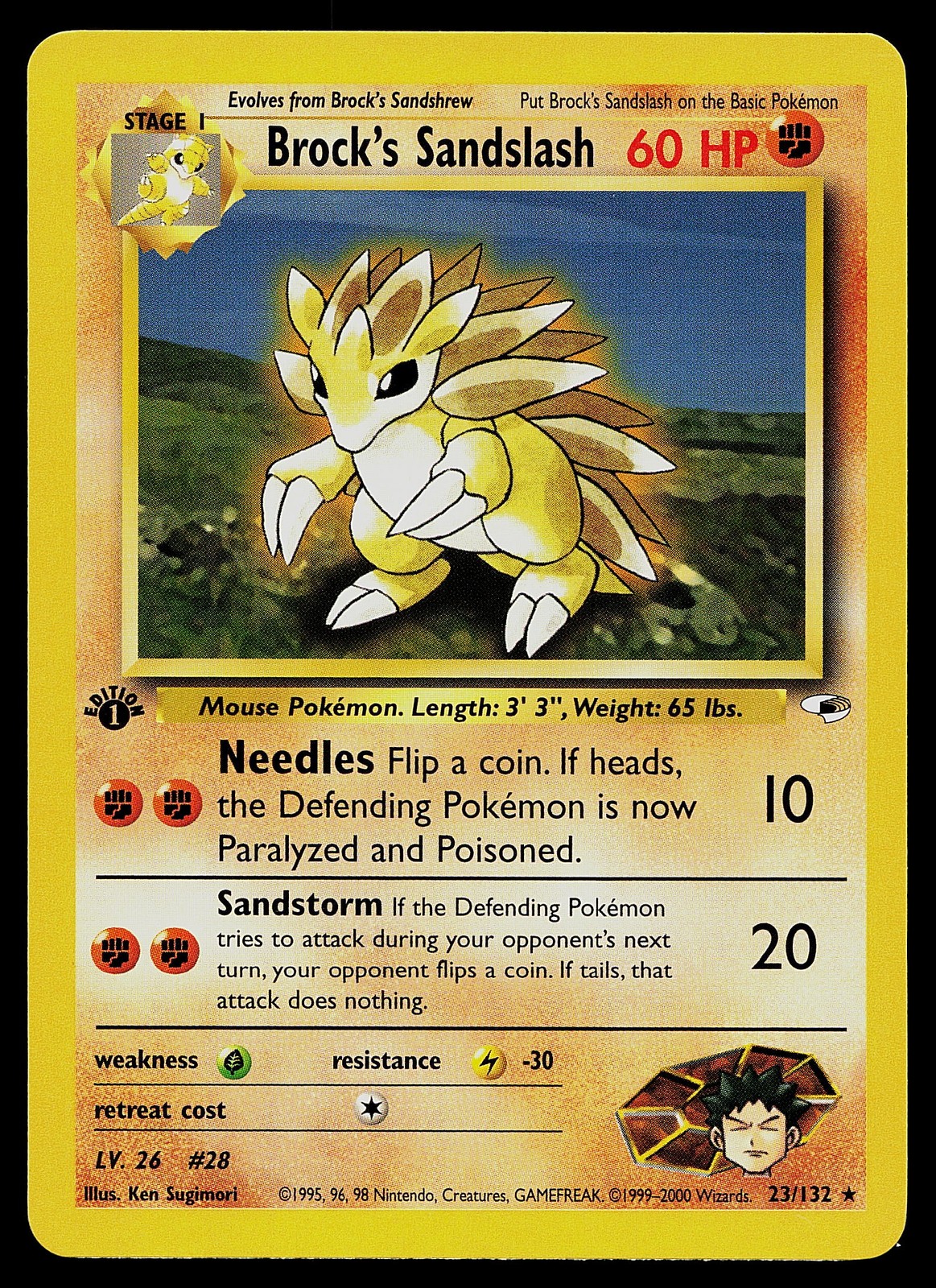 Pokemon Card - Brock's Sandslash 1st Edition Gym Heroes 23/132 Rare