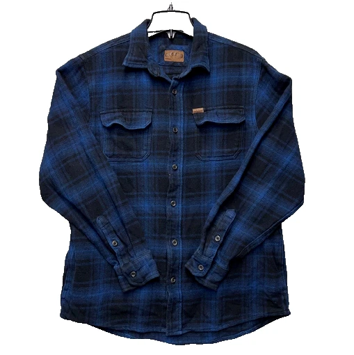 Orvis MEN'S Flannel Shacket Shirt Plaid Workwear Outdoor( Blue Black, M)USED